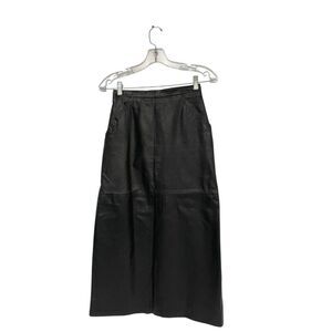 Begedor Beged-Or Womens Midi Skirt Suede Leather Sz 6 Black Back slit Vintage